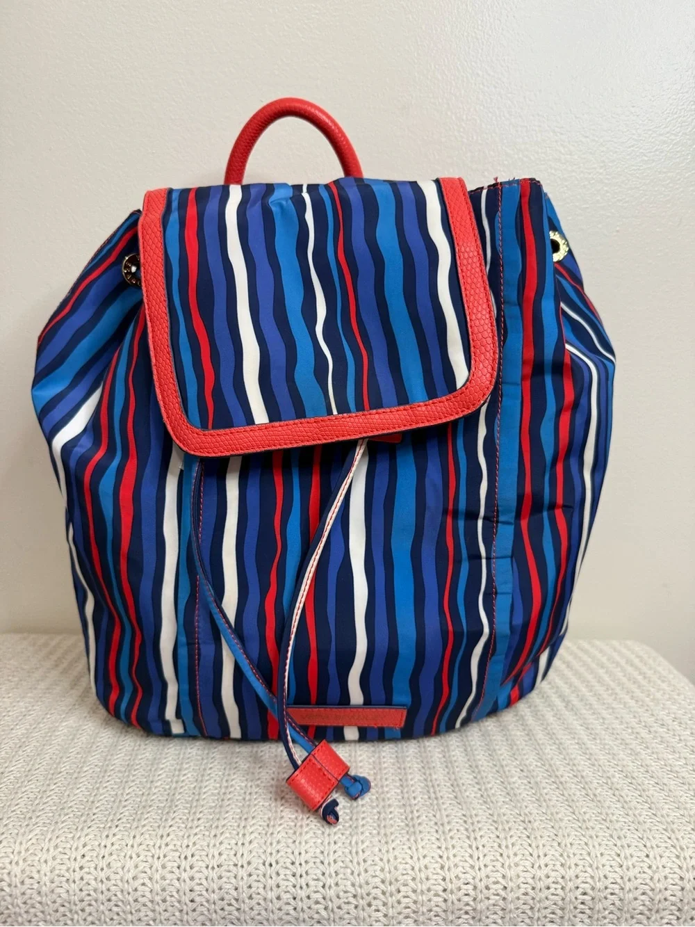 Vera Bradley Striped Blue and Red Women’s Backpack Bag medium